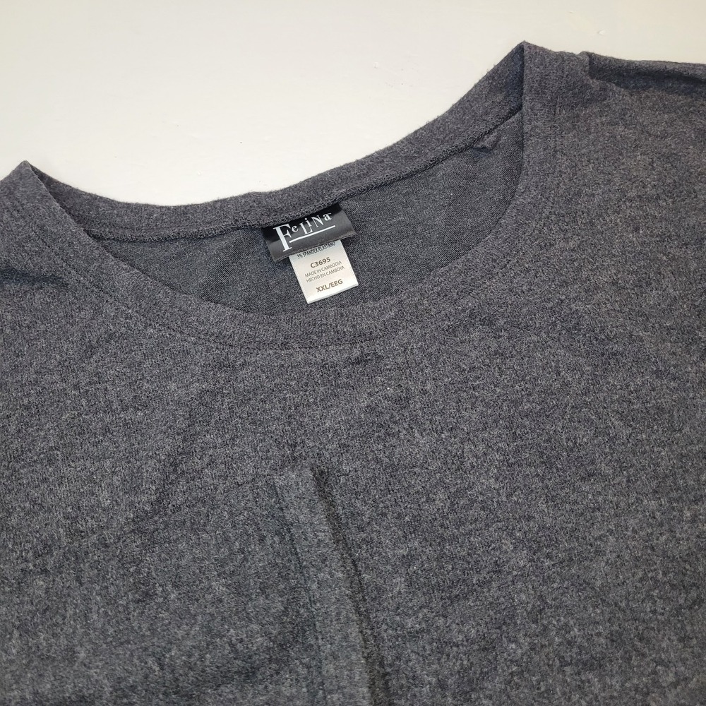 FeLina Dark Gray Long Sleeve Pullover T-Shirt Size XXL